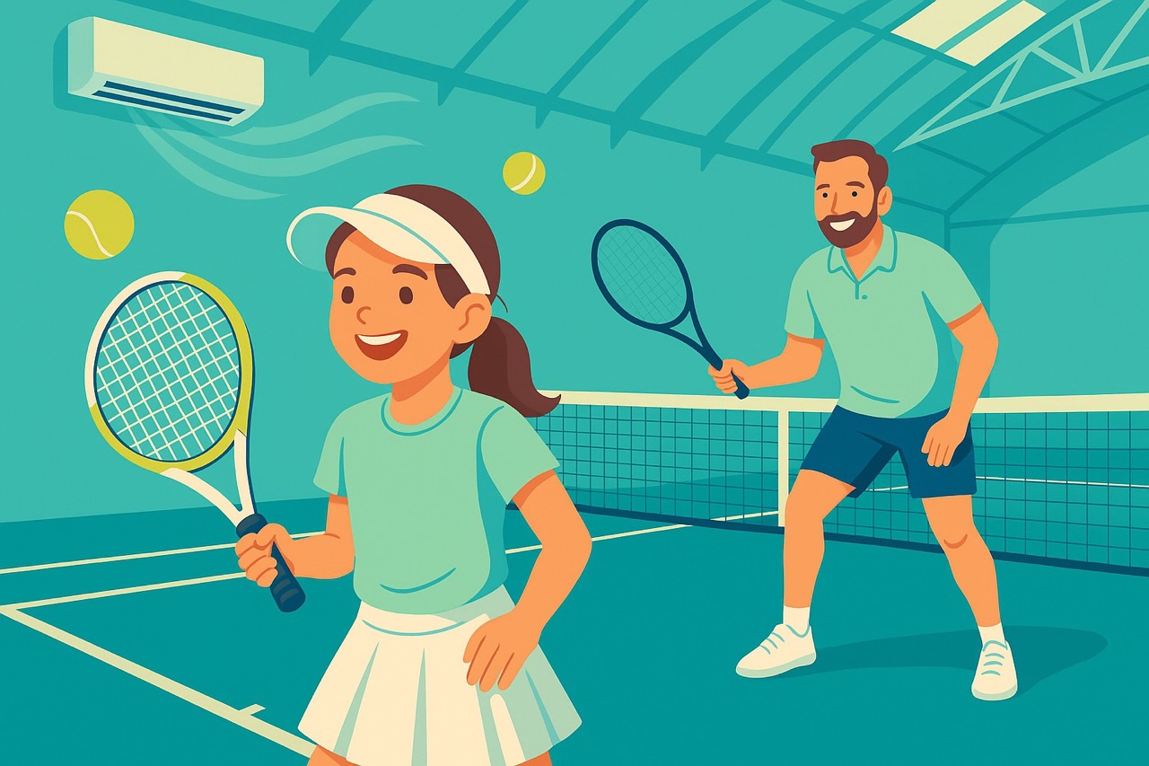 Father and Daughter Tennis Match Large